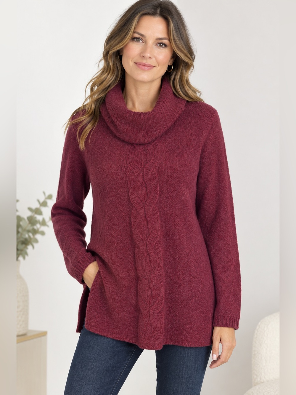 Caslon Nordstrom Red Syrah Chunky Cowl Neck Pullover Sweater SZ XS NWT